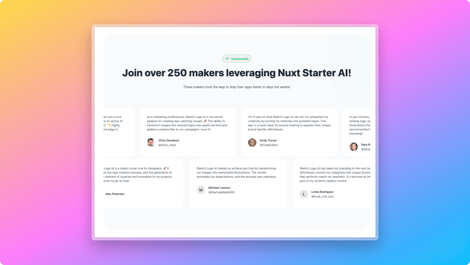 NuxtJs sliding animation testimonials component