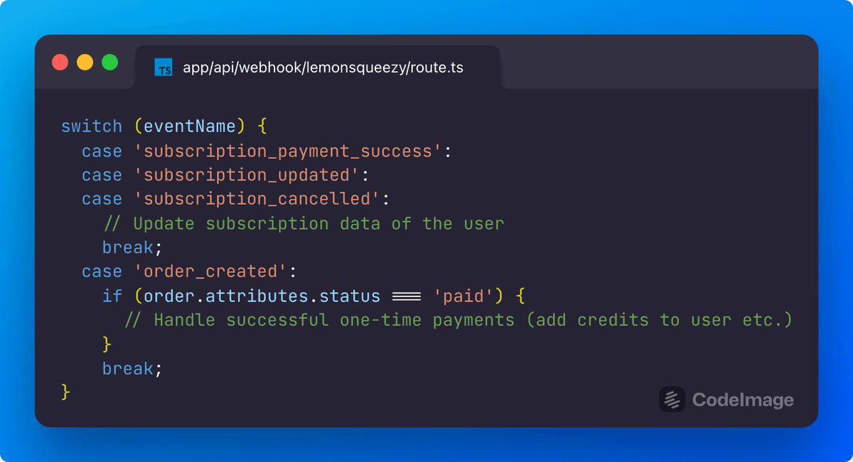 Lemon Squeezy payment webhooks
